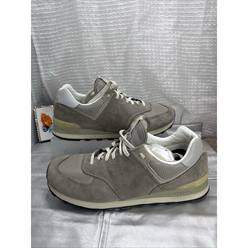 (H) New Balance 574 Un-N-Ding U574GDY Gray / Tan / Cream Suede Men's Size 12